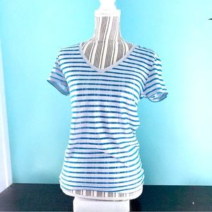 Under Armour moisture wicking top lifestyle grey and blue stripe